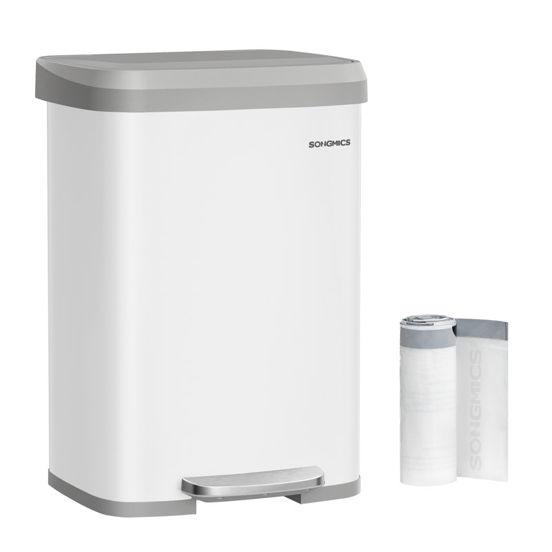 Brunhild Metal Step On Kitchen Trash Can - 50L, White