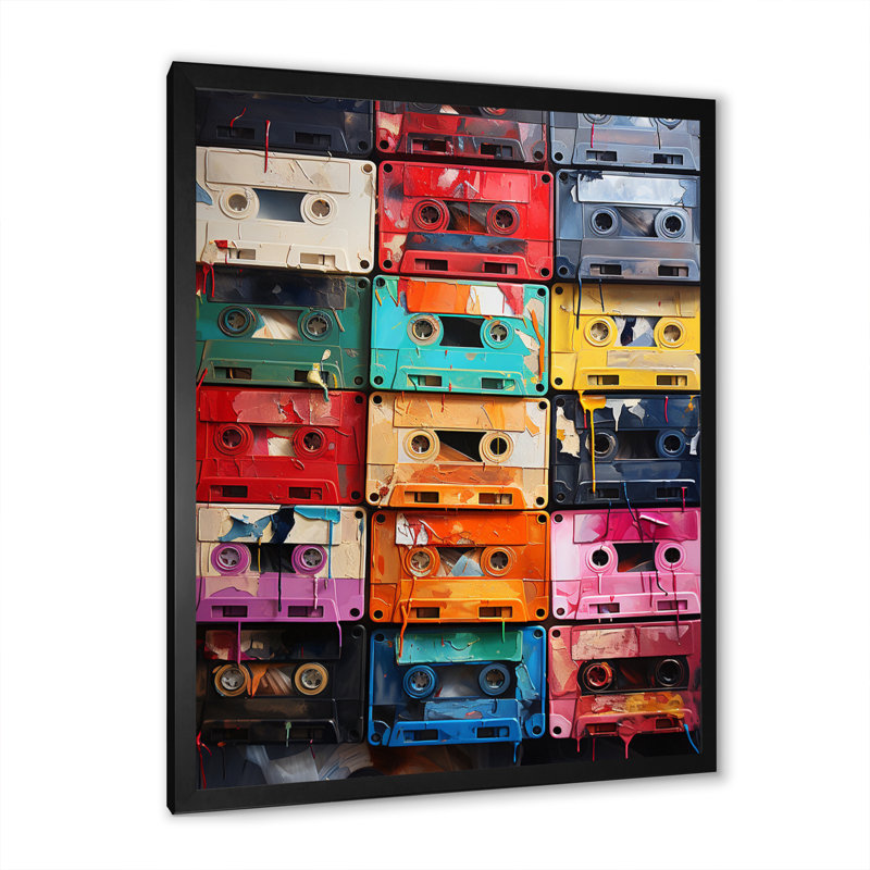 Varenna Cassette Tapes Unwound Secrets II, reproduction d'art sur toile, H 40 po x l 30 po x P 1,5 po, Cadre photo noir