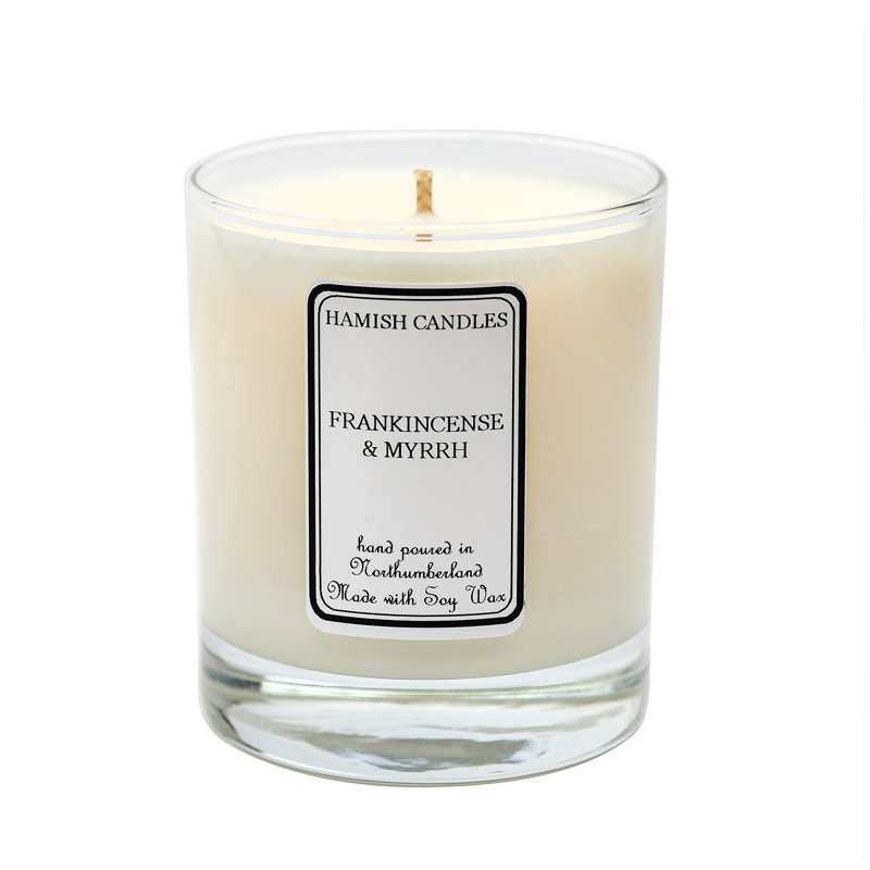 Frankincense And Myrrh Scented Jar Candle with Glass Holder