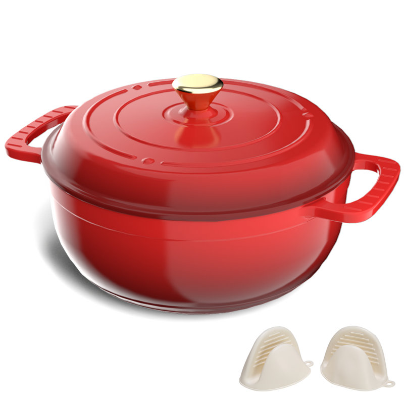 Winado Non-Stick Cast Iron Round Dutch Oven, Blue, 5.7 L
