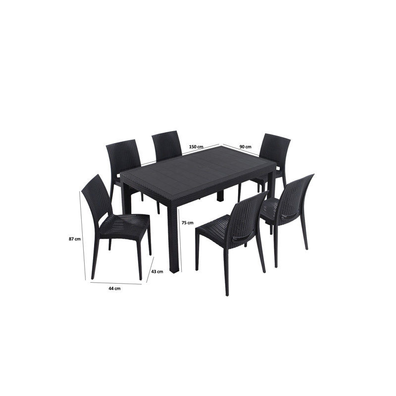 Cardamom 6 - Person Patio Dining Set with Rectangular Table