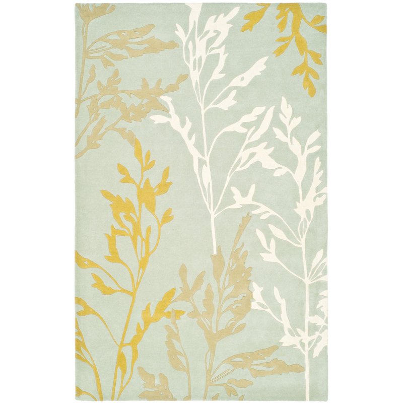 Soho Hand Tufted Wool And Viscose Floral Rug, Rectangle 5' x 8'