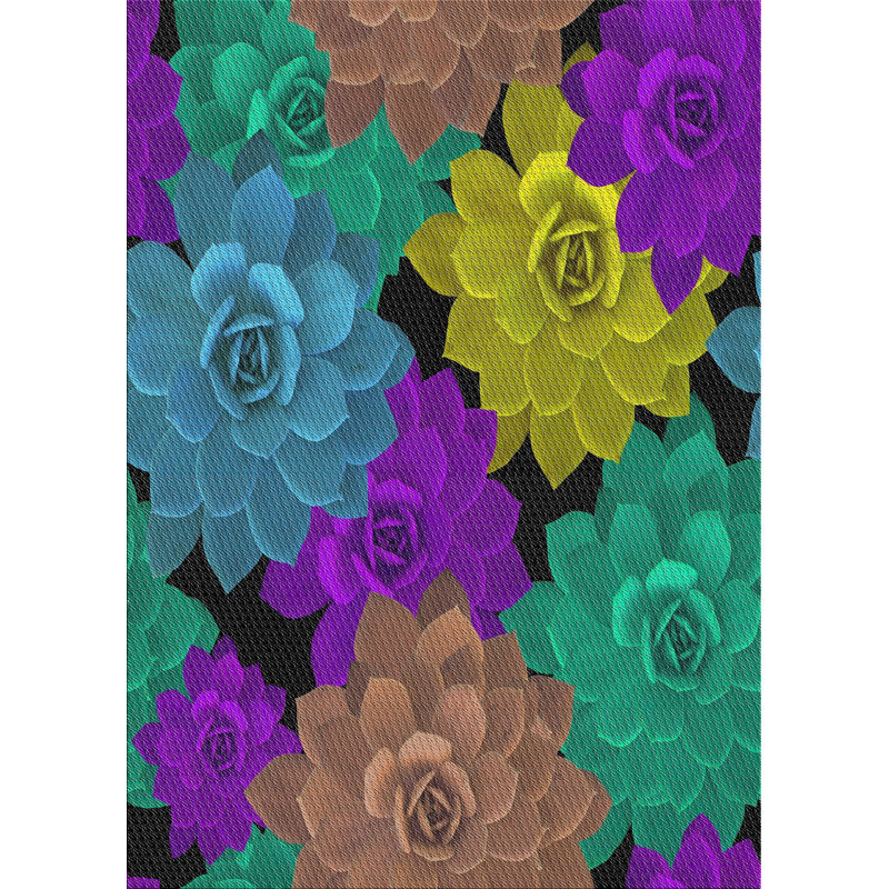 Tapis de surface multicolore en laine touffeté à la main Lu