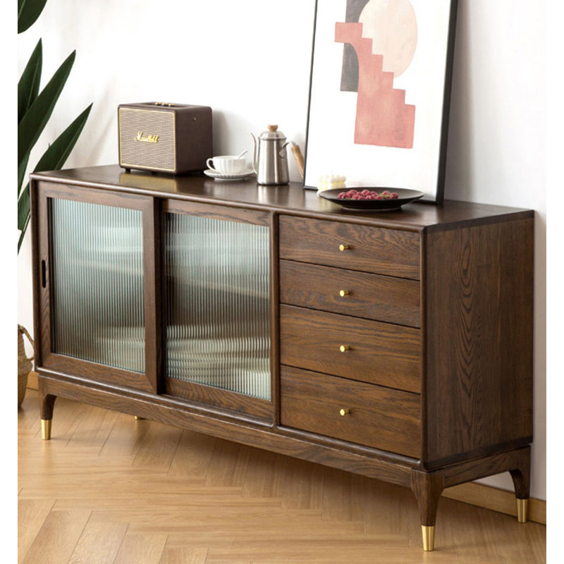 Scandinavian-style Oak Sideboard, 31.5" H x 63" W x 15.7" D