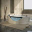 Baignoire tourbillon d'angle 59 "pour 2 personnes, baignoire à jets de luxe avec 6 jets d'hydromassage, lumières DEL de chromathérapie et système de réglage pneumatique, pompe à eau certifiée UL, égouttoir certifié UPC