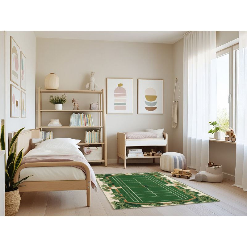 Tapis vert français lavable à la machine, Rectangle 4 pi x 6 pi