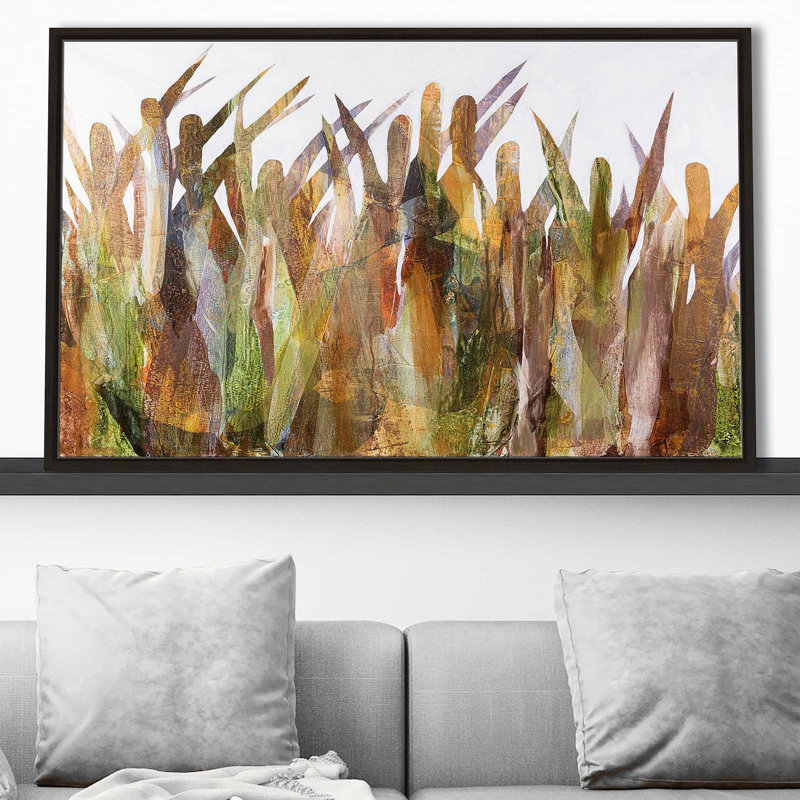 Quenouilles II - Peinture, Cadre flottant espresso, H 21,5 po x l 33,5 po x P 2 po