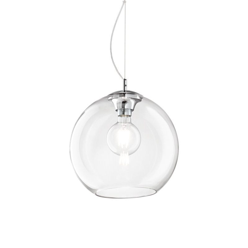 1 - Light Glass Single Pendant, 241cm H x 30cm W x 30cm D, Transparent