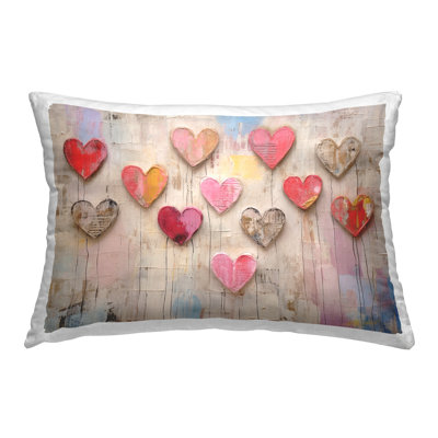 Playful Love Hearts Collage Decorative Printed Throw Pillow Design by LSR Design Studio