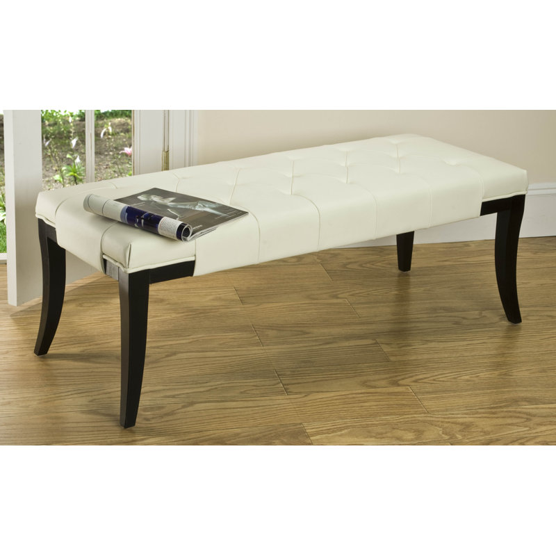Gibbons Faux Leather Upholstered Bench, Off-white