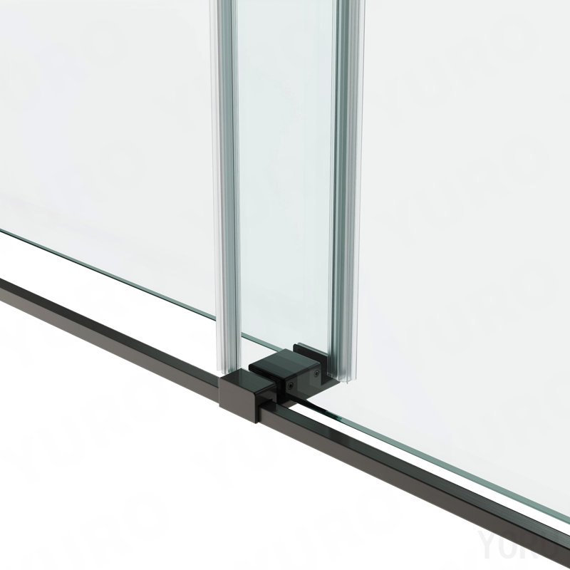 Porte de douche coulissante double sans cadre 48 * 76 ", porte de douche double, verre trempé Sgcc 3/8" (10mm), acier inoxydable