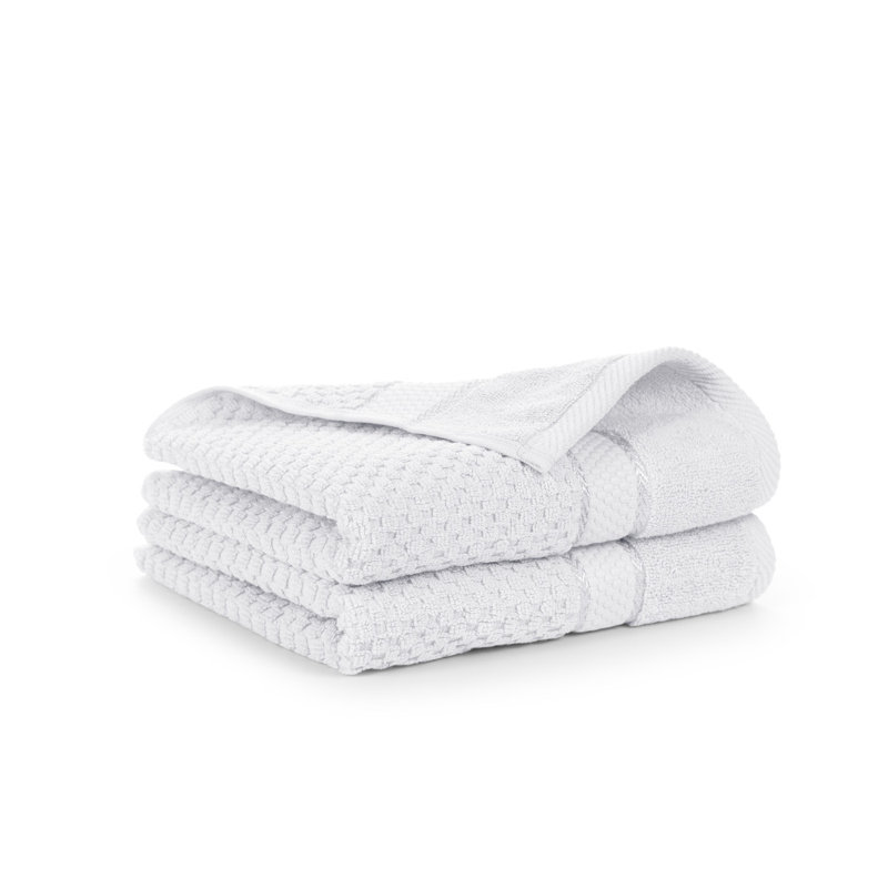 Collection de serviettes texturées 100% coton Mulaayam, Essuie-mains - paquet de 2, Blanc