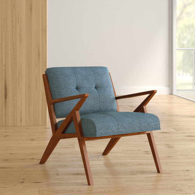 Chaise avec accoudoirs rembourrée et capitonnée Balom Retro, Bleu