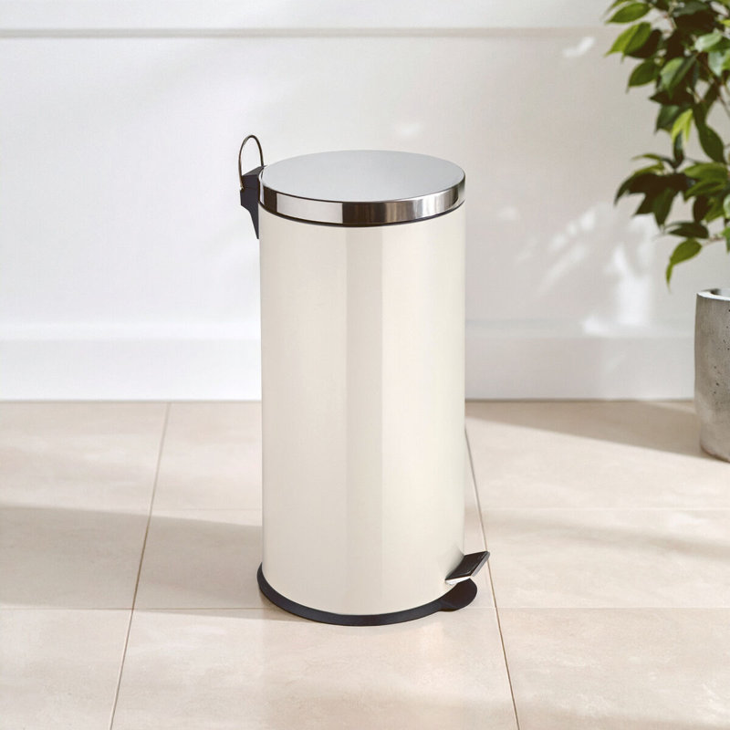 Steel Step On Kitchen Trash Can - 30L, Matt Black