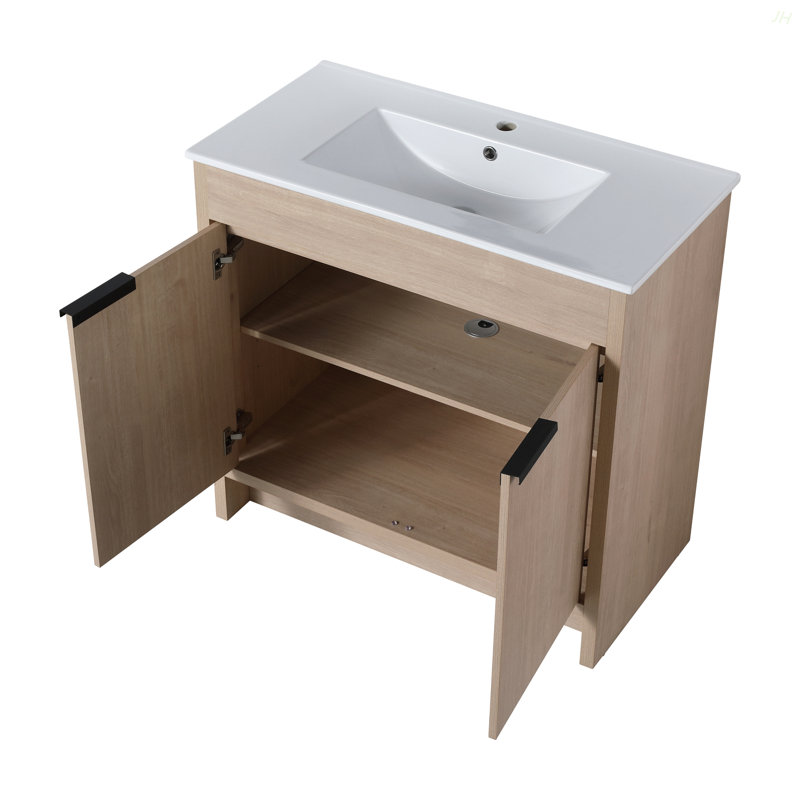 Meuble-lavabo autoportant 36 po et 2 portes d'armoire à fermeture en douceur ((KD-PACKING), seulement avec cabine, 36"