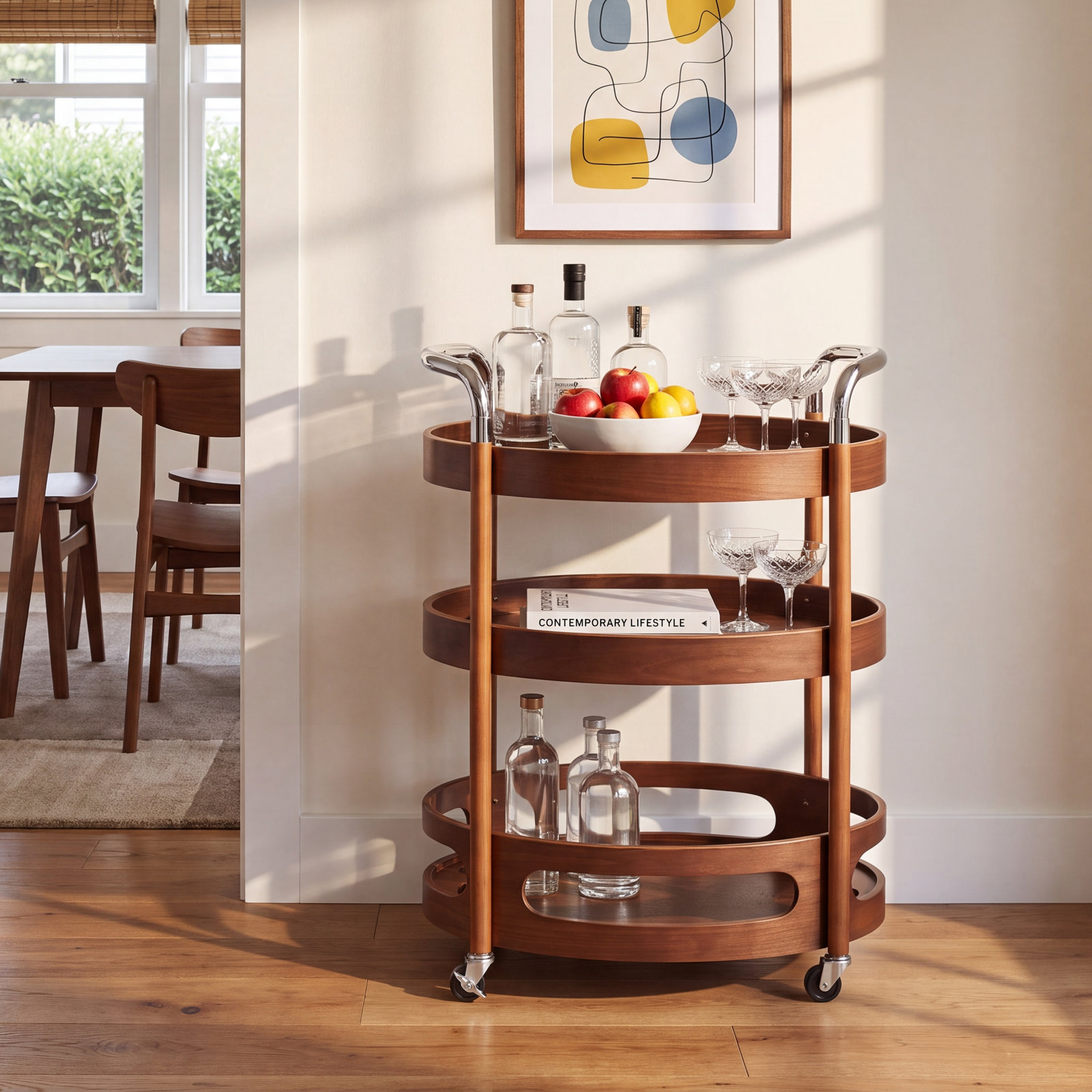 Bar Cart, Walnut, Walnut