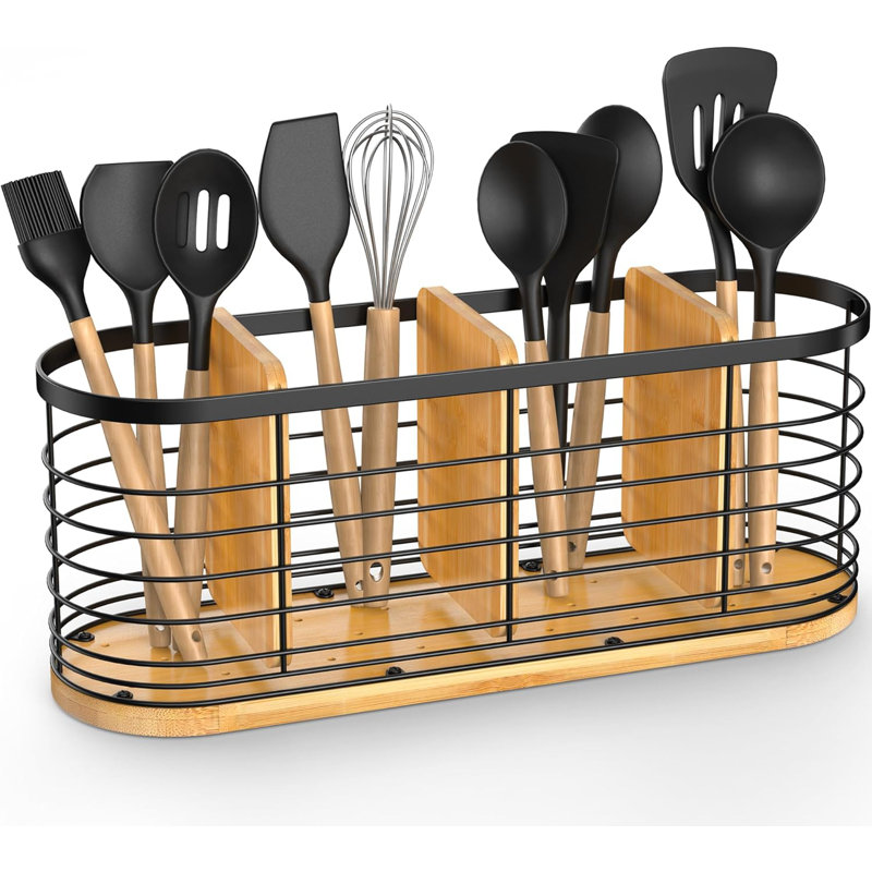 Grand porte-ustensiles de cuisine noir mat