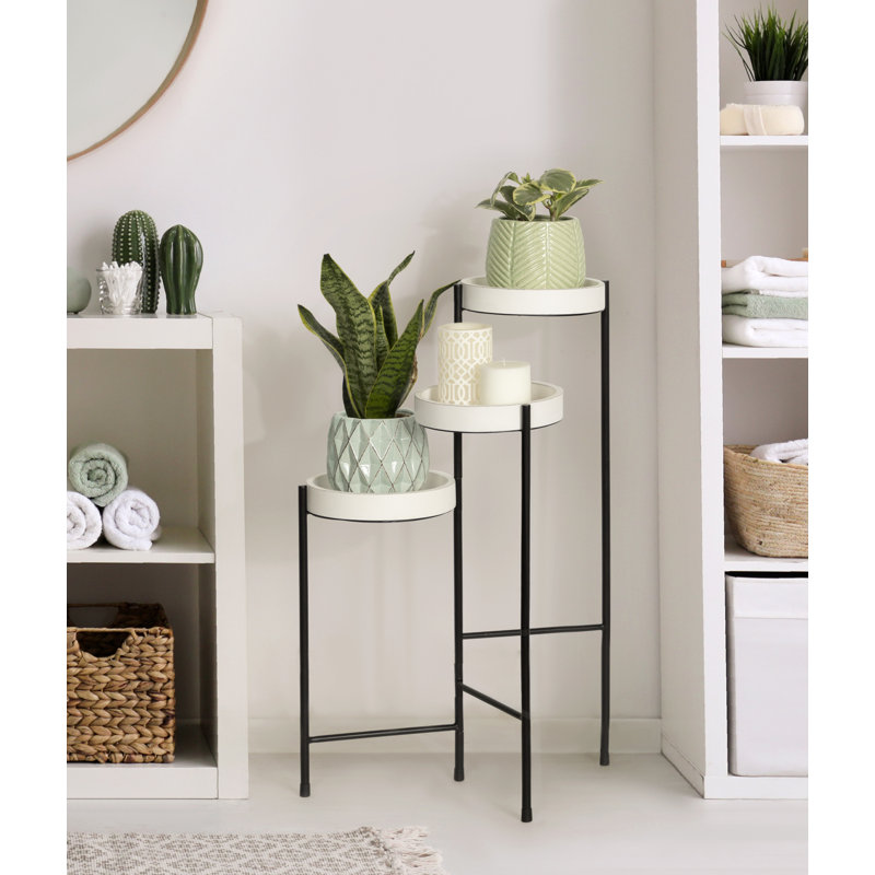 Lofgren Plant Stand, White/Black,  30"H x 8"L x 8"D