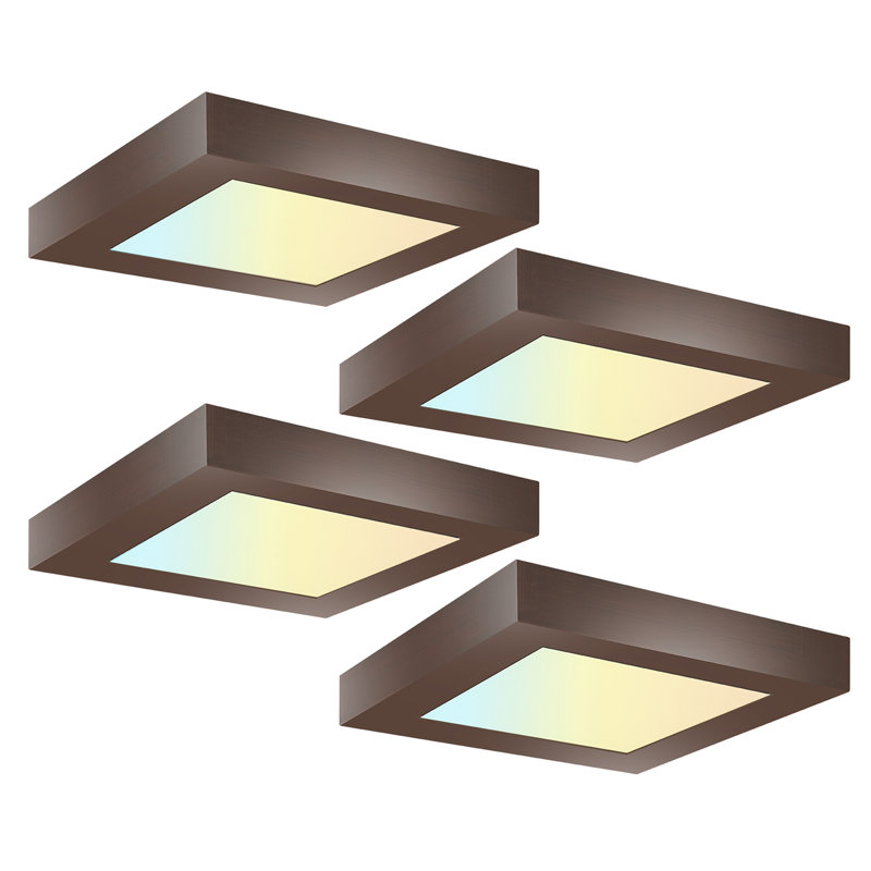 5.5 in. Square Color Selectable Integrated LED Flush Mount Downlight, Brown