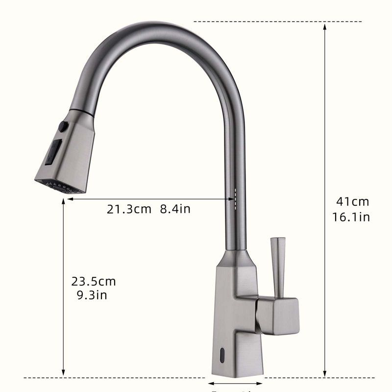 HOOSENG Pull Down Touchless Kitchen Faucet, Brushed Nickel