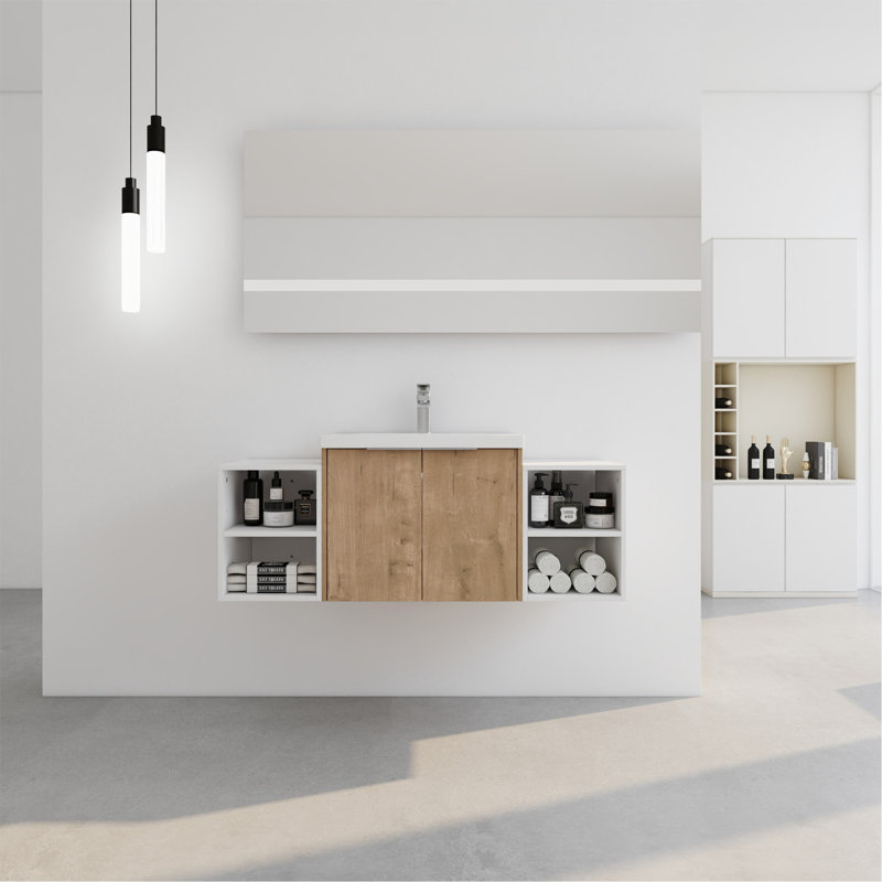 Meuble-lavabo élégant avec lavabo et rangement, un mélange parfait de fonctionnalité et d'esthétique., Imitation chêne