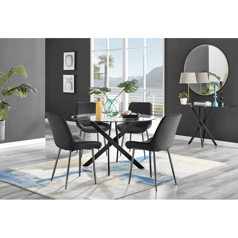 Ensemble repas pour quatre personnes, Noir, H 29,53 po x L 47,24 po x L 47,24 po