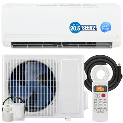 Mini climatiseur à deux blocs 9100 BTU et thermopompe, onduleur écoénergétique sans conduit 20,5 SEER2 115V refroidit jusqu'à 450 pieds carrés, ensemble d'installation complet