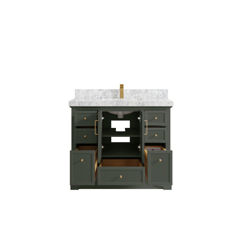 Meuble-lavabo simple autoportant de 42 po avec plateau en marbre Alys