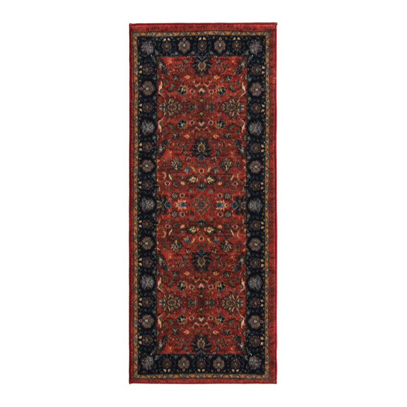 Tapis oriental noir / rouge Abisha, Tapis de couloir 2 pi 2 po x 5 pi