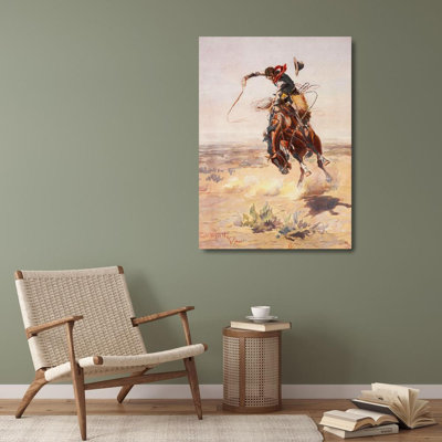 Red Barrel Studio® Vintage Apple Collection Gallery Wrapped Canvas Art: Charles Marion Russell, A Bad Hoss