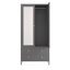 Armoire-penderie en métal avec 2 tiroirs, porte miroir et tringle
