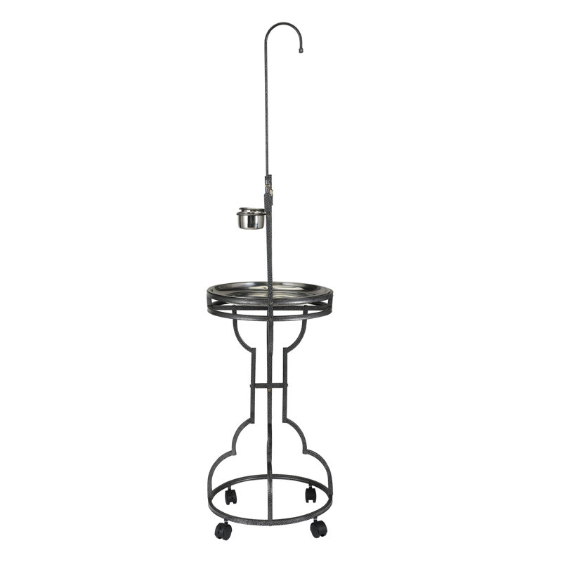 72'' extended metal bird playstand with wheels, Open&Movable Playstand for floor