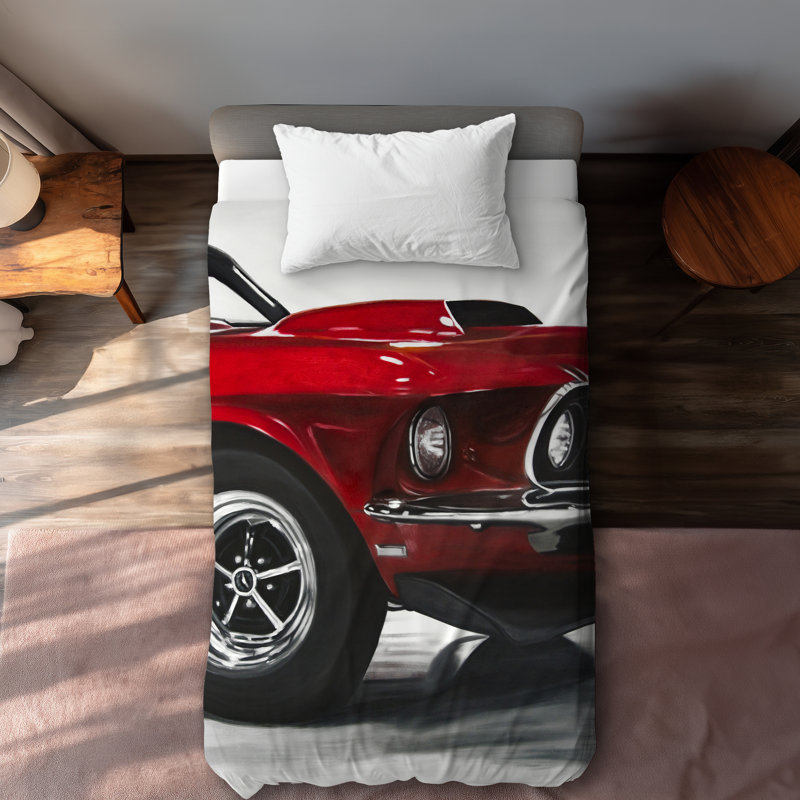 Classic Red Car Duvet Cover - Man Cave Home Decor