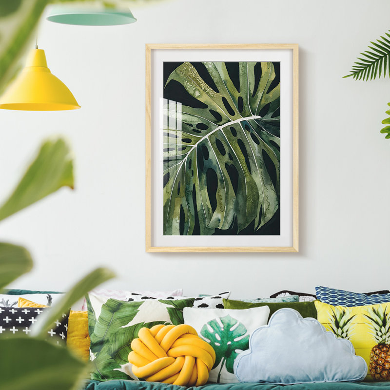 Nocturnal Monstera II - impression encadrée, H 25,5 po x l 17,5 po, Naturel