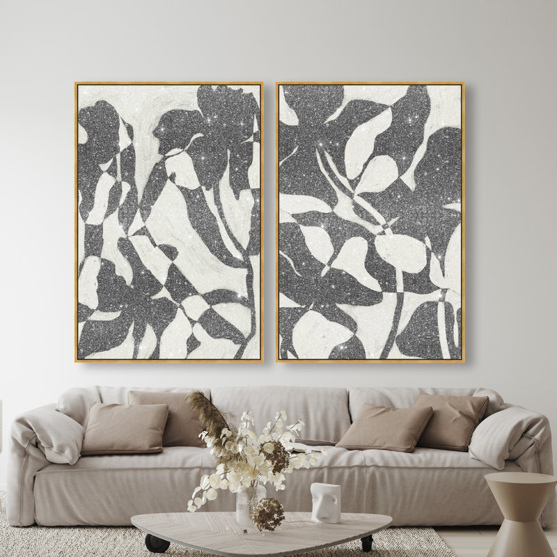 Contrast Nature Set Canvas Abstract Print by Oliver Gal, Black Frame, 10 x 15, 32"H x 22"W, Gold Floater Frame