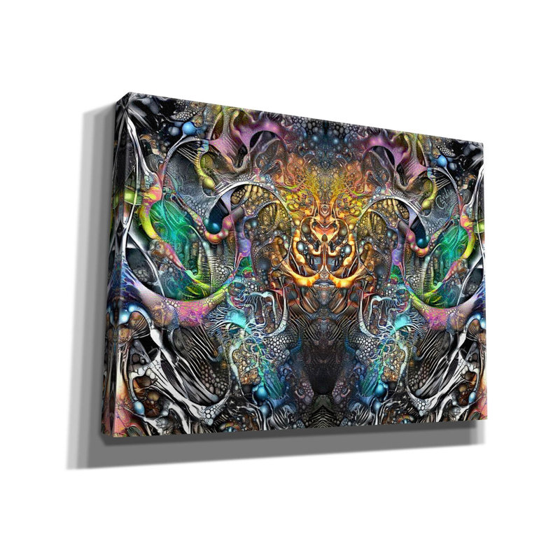 «Cernunos sur toile» par Pedro Gavidia, reproduction, H 40 po x l 54 po x P 1,5 po