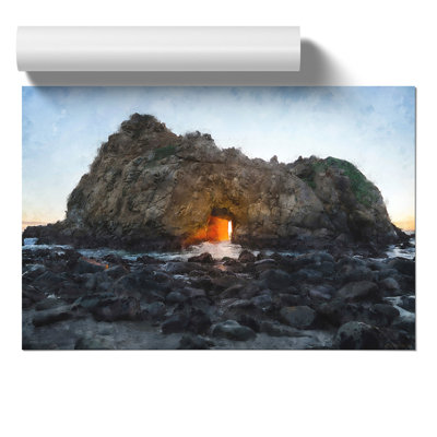 Sunset Through The Rock In California - No Frame Print