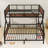 Metal Bunk Bed with Guardrails, Shelves, and Modern LED Lighting-1341997407