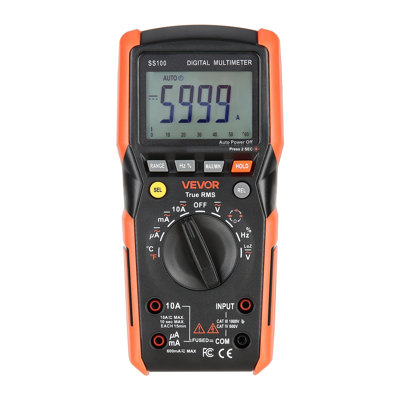 Digital Multimeter, 6000-Count TRMS DC/AC Voltmeter Current Tester, Auto-Ranging Multimeter for Current Voltage Resistance Capacitance Temperature Diodes Continuity Low Impedance Measurment