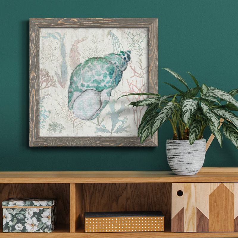 Océan bluff - peinture sur toile encadrée, H 27,5 po x l 27,5 po x P 1,5 po, Cadre gris