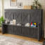 Lit escamotable double avec bureau, station de charge USB, lumières DEL, gris foncé-1150842700-1150842689