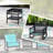 Wicker Outdoor Rocking Chair Set, 3 Piece Patio Furniture Set with Padded Cushions and Storage Coffee Table, 2-Seater PE Rattan Bistro Set for Garden Backyard Porch, Turquoise