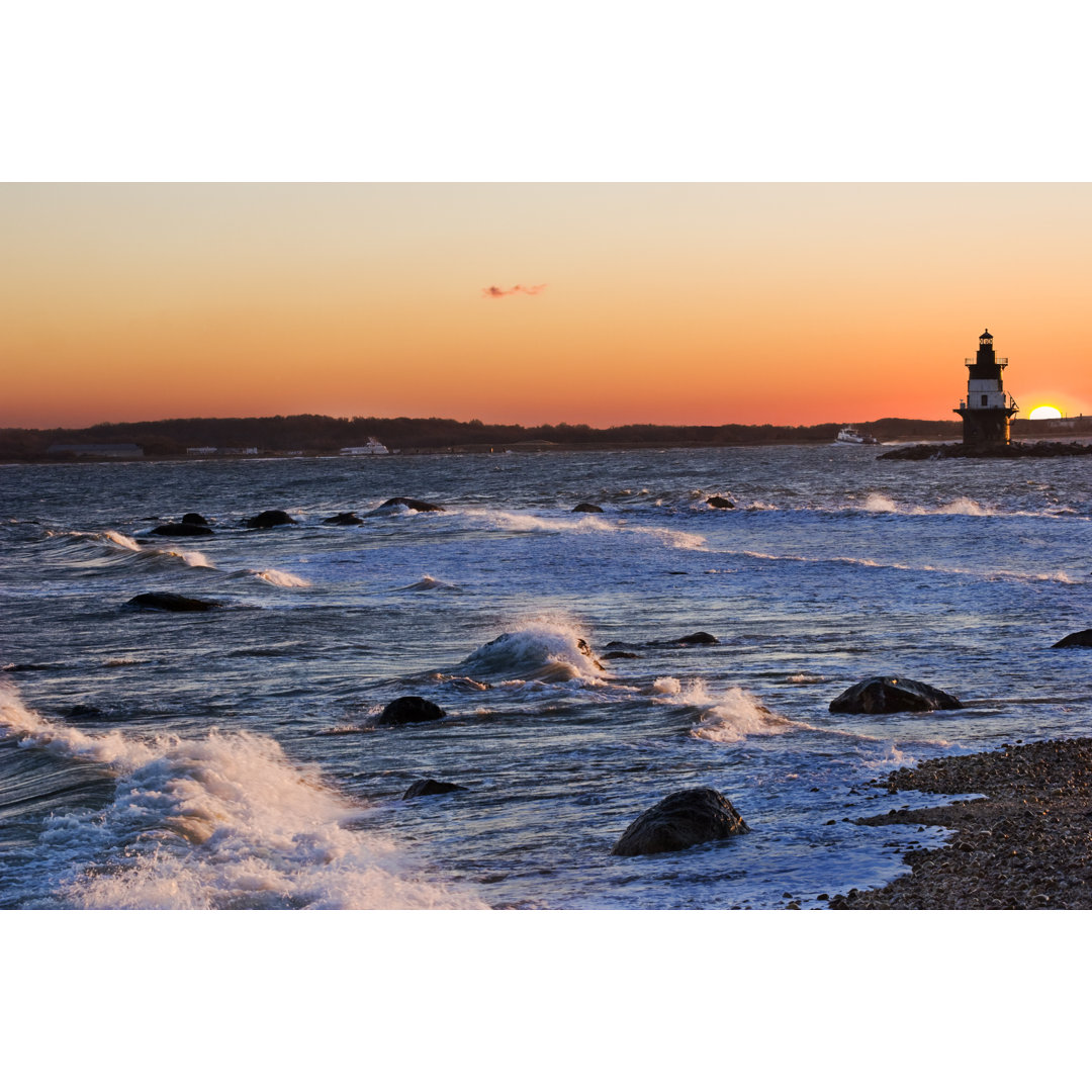 Orient Point Lighthouse by Mikerega - Wrapped Canvas Print