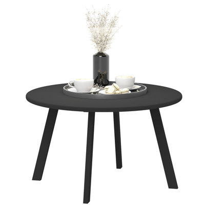 Table basse de patio, table d'appoint ronde d'extérieur, noir