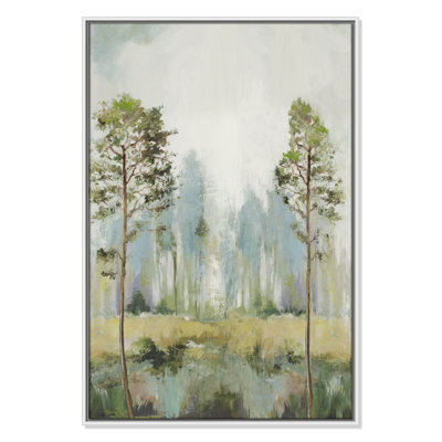 Teton Tall Green Trees II by Teton Pearce - Floater Frame Print on Canvas