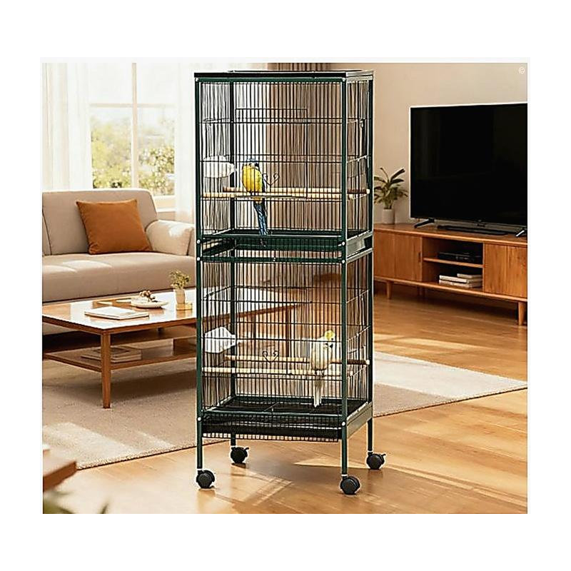 Volière d'oiseaux d'intérieur avec plusieurs portes, grande cage à oiseaux pour l'envergure, Black