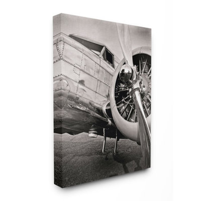 «Old School Vintage Airfly Propeller Black and White» par John Slemp - reproduction de photo