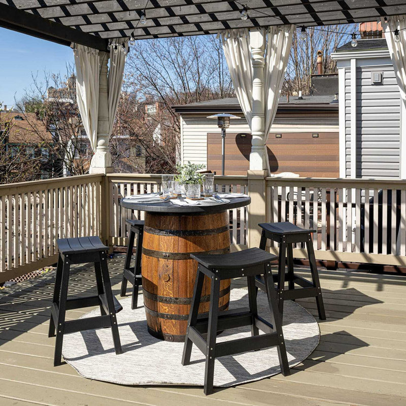 Table de pub d'extérieur Whiskey Barrel, H 36 po x l 36 po x P 36 po, 36 po - sans parasol