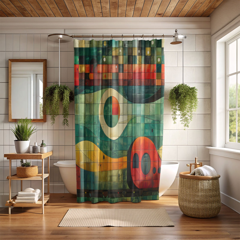 Joyful Train - Rideau de douche Premium, H 74 po x l 71 po