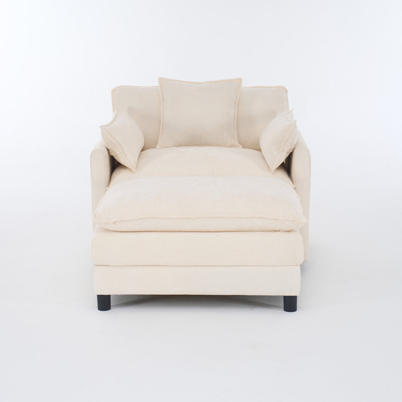 Chaise d'appoint moderne avec repose-pieds 39,4 po, Beige
